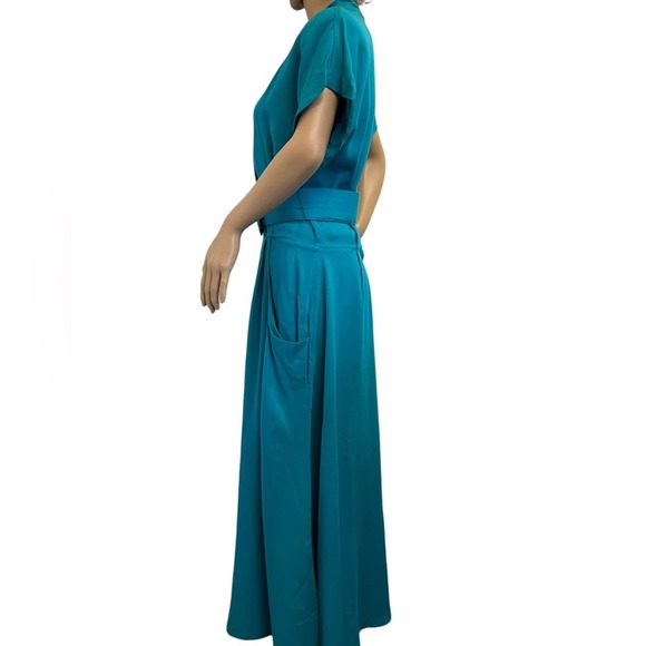 RABBIT RABBIT RABBIT Vintage 1980’s Belted Dress Teal - Picture 3 of 16